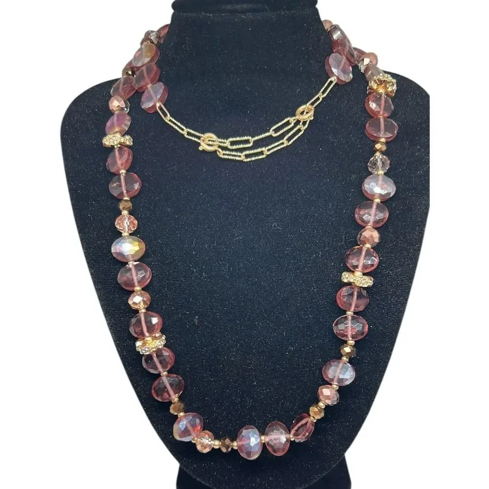 2028 Acrylic Glass Bead Strand Necklace -‎ Purple